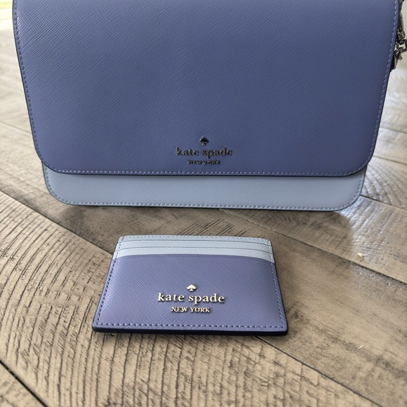 kate spade Handbags - Kate Spade Lavender and Light Blue Bag with Cardholder